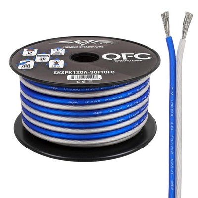 Cable altavoz cobre puro 12 AWG 30 Feet audio azul/blanco
