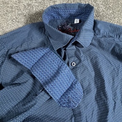 Robert Graham Shirt Men's Large Flip Cuff Classic Fit Diamond Print