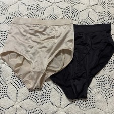 Lot 2 Flexees Black Nude Sz X Control Hi Cut Waist Shaper Panties 4844 Union Vtg