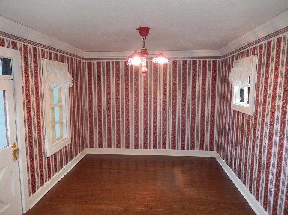 OOAK Karen Markland Painted Christmas Cottage Artisan Dollhouse Miniature 1:12 - Image 4 of 4