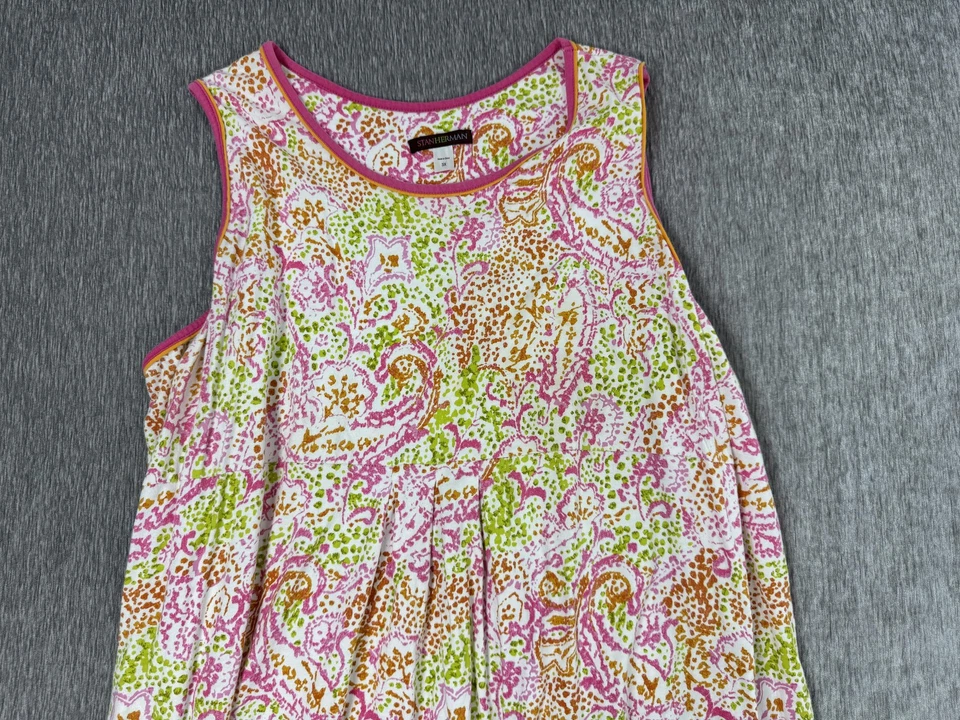 Vestido Stan Herman para mujer 3X rosa verde cachemira sin mangas algodón línea A salón Foto 2 de 4