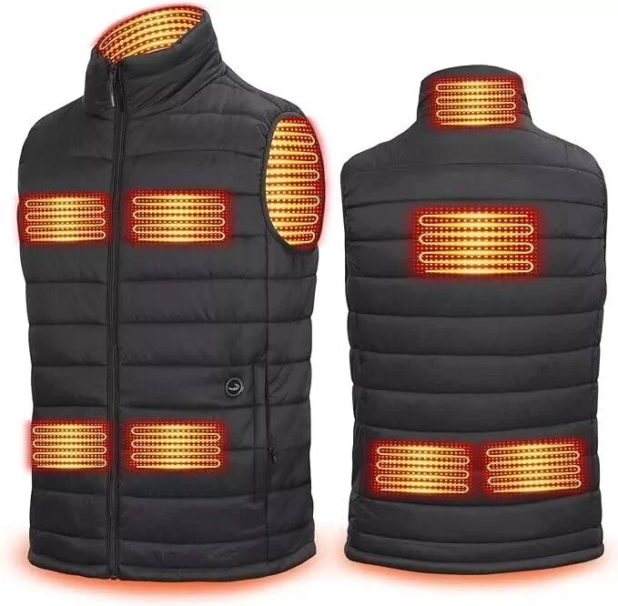 uupalee Men's Heated Vest Outdoor Lightweight Heating Clothing Black No Battery