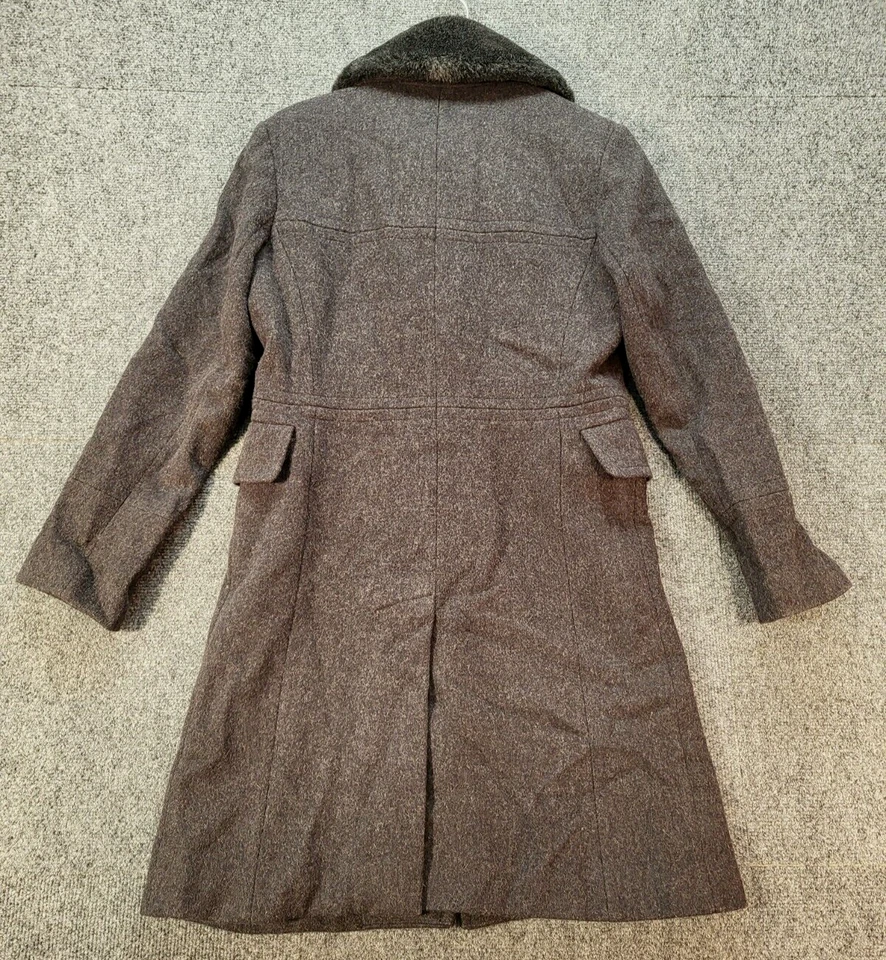 Abrigo de lana para mujer Donny Brook de colección talla 2 gris extraíble cuello de piel sintética abotonado Foto 3 de 4