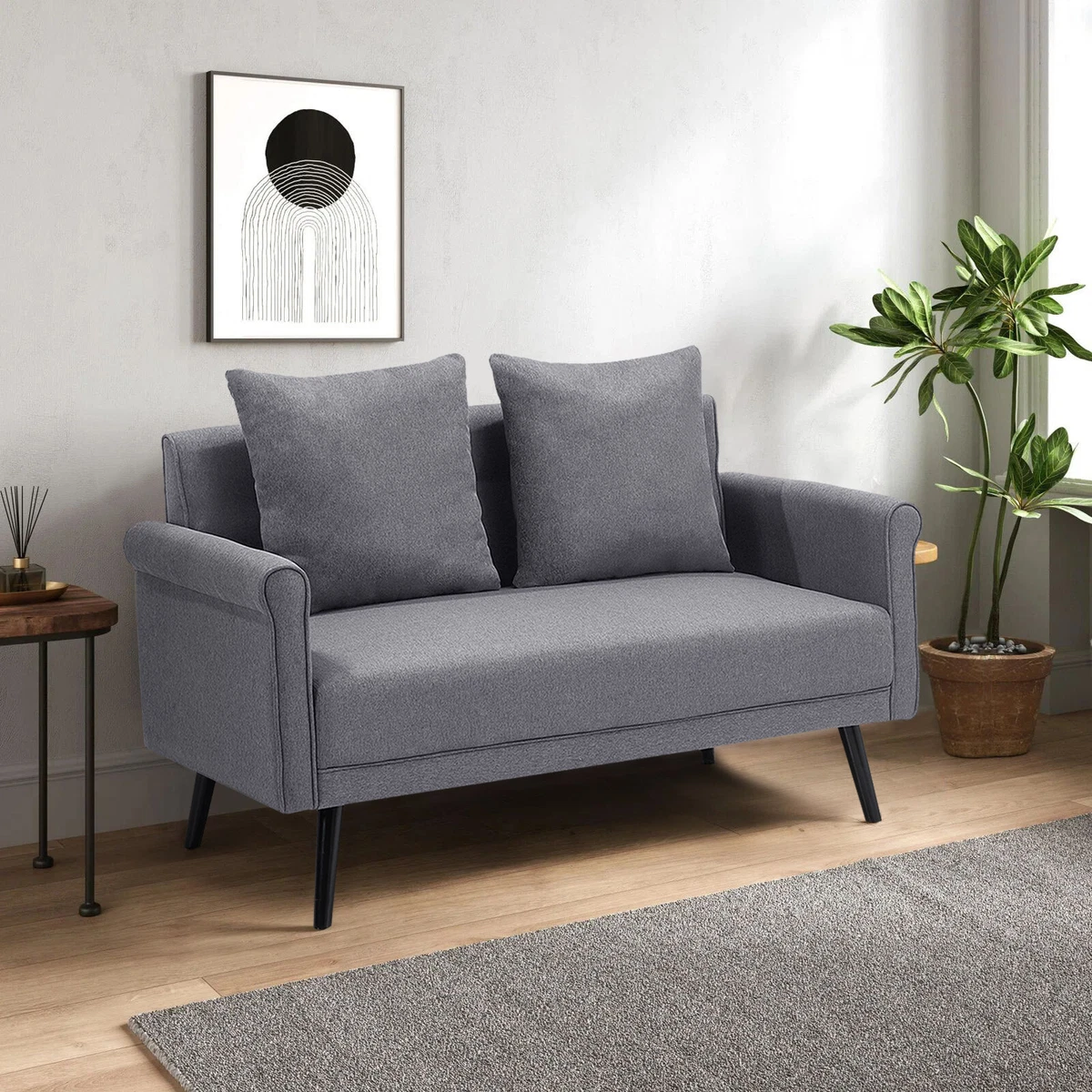 Modern 2 Seater Sofa Chair Fabric Upholstered Lounge Loveseat Sofa Resting Couch
