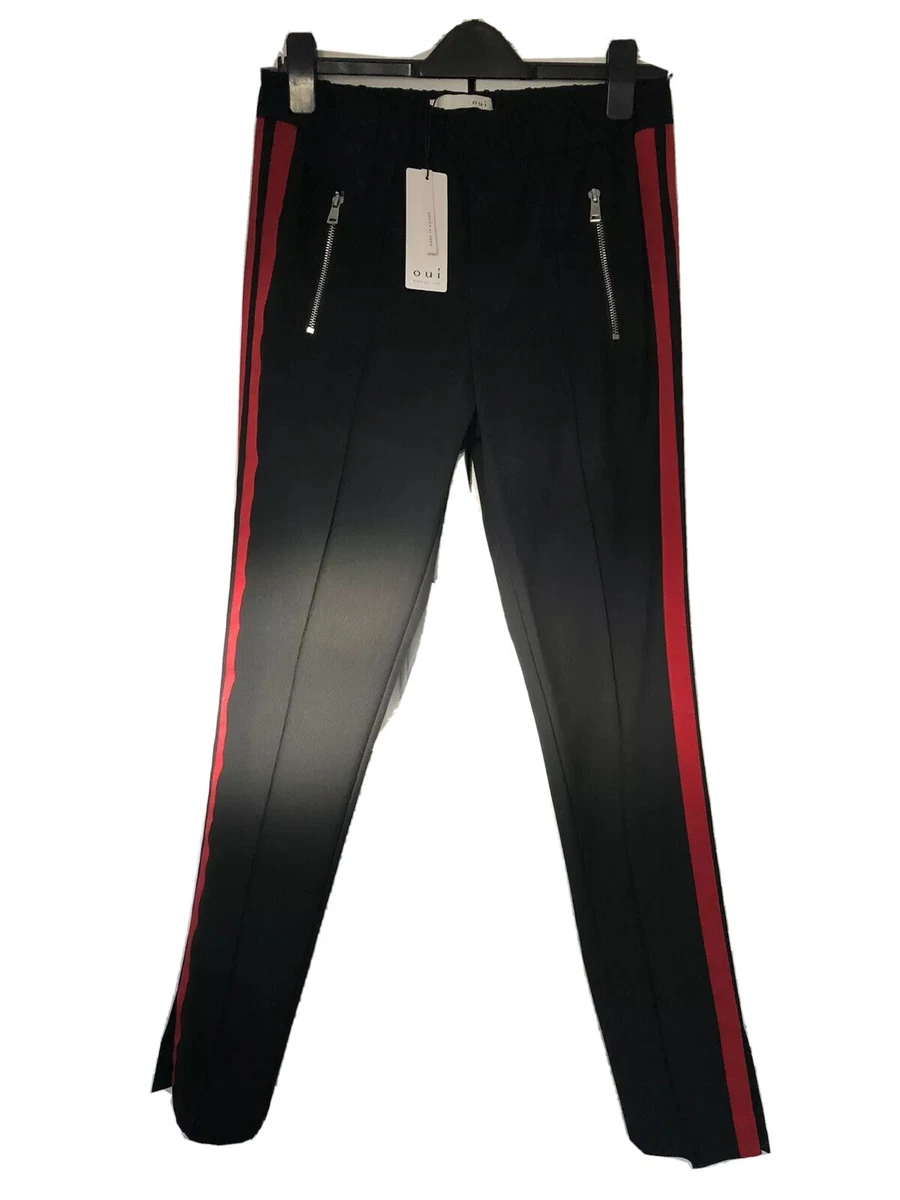 Oui Trousers With Racer Stripe In Black UK10 EU36 NEW