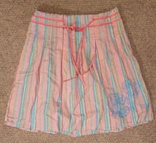 Women Skirt Old Navy Size 8 Pull String Deco Zipper Side Pink Green Striped Nice
