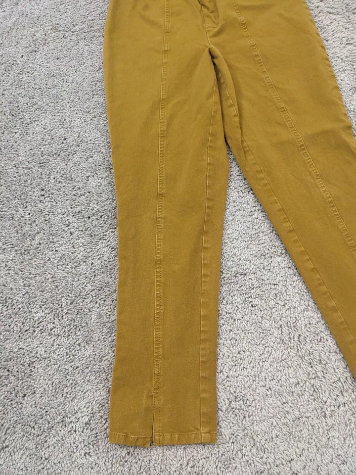 Pantalones Isaac Mizrahi Live para mujer 6 abertura frontal dobladillo amarillo cintura elástica tirar Foto 3 de 4
