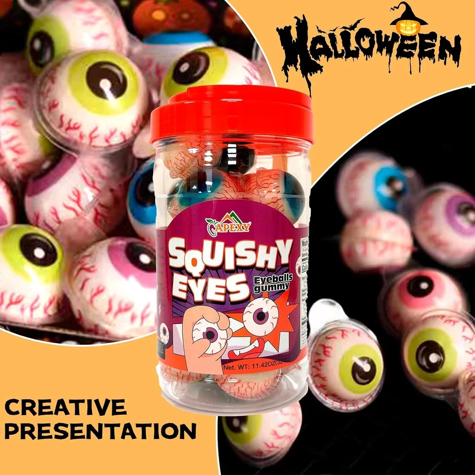 Caramelo gomoso Apexy Eyeball con centro líquido afrutado sin grasa perfecto para Halloween Foto 2 de 4