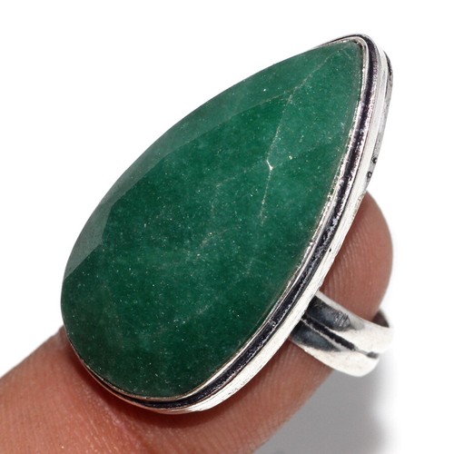 Simulated Emerald 925 Silver Plated Gemstone Ring Us 7 Well Made Gift JW
