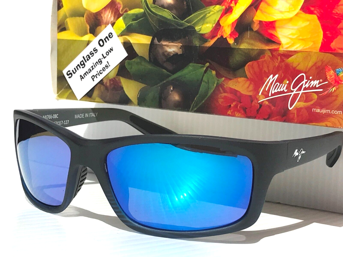 Maui Jim KANAIO COAST Matte Trans Blue Black POLARIZED Blue