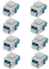 8x LC/UPC Keystone Duplex Single Mode Fiber Optical Jack Insert Coupler Blue