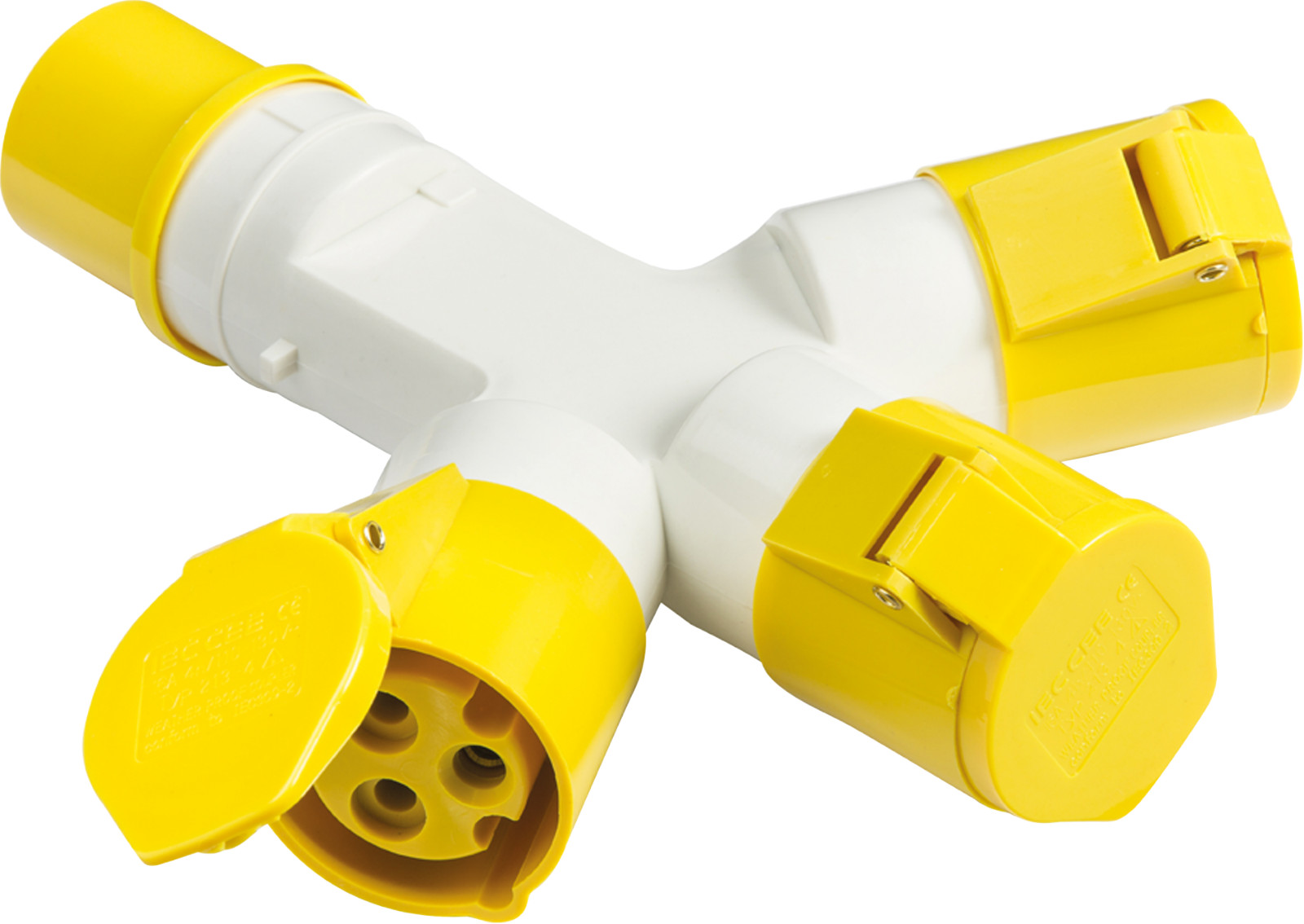 Knightsbridge 110V IP44 16A 2P+E 3 Way Splitter IN005