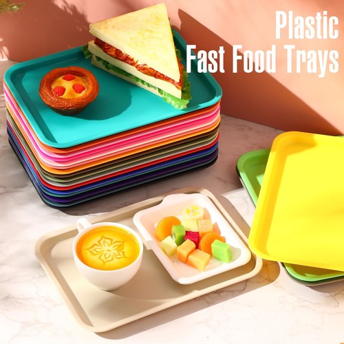 20 Pcs Plastic Fast Food Trays Bulk Colorful Cafeteria Trays Restaurant Servi... - Picture 4 of 7
