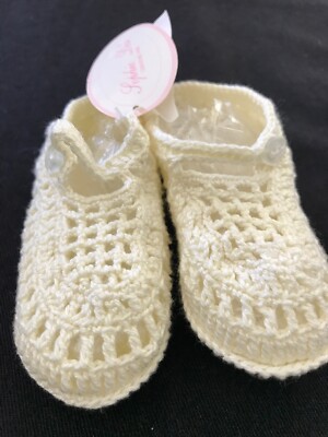 Sophie Dess Creations Paris NWT Cotton Crochet Crib Shoes Yellow