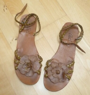 Clic feine Flecht Leder Sandalen Gr.40 / 41 Leder Blüten