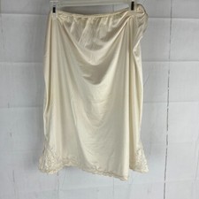 Vintage Sears Women's Medium Nylon Lace Slip Lingerie Side Slit Cream White