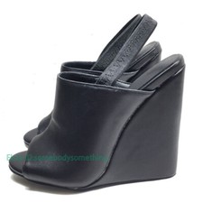 Summer Women's Wedge Sandals Peep Toe High Heels Shoes Black Slingback Heel