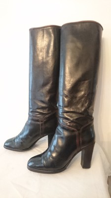 Bottes Vintage Stéphane Kélian Clyde - Taille 40, Cuir Noir, Talon Haut, Occasion