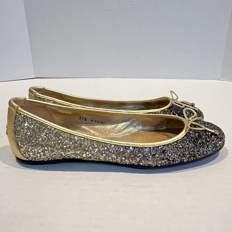 Jimmy Choo Women 37.5 US Size 7 Ombre Gold Metallic Sparkle Ballet Flat Clean - Image 2 of 4