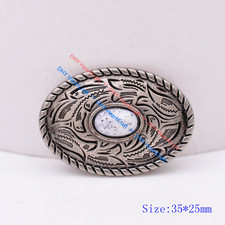 10X Retro Silver Turquoise Engraved Leathercraft Belt Prairie Dust Oval Conchos
