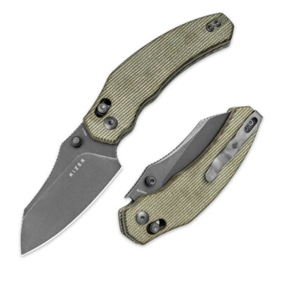 KIV3672A3 Kizer Bulldog Clutch Lock Green Crossbar Lock Sheepsfoot Nitro-V Black