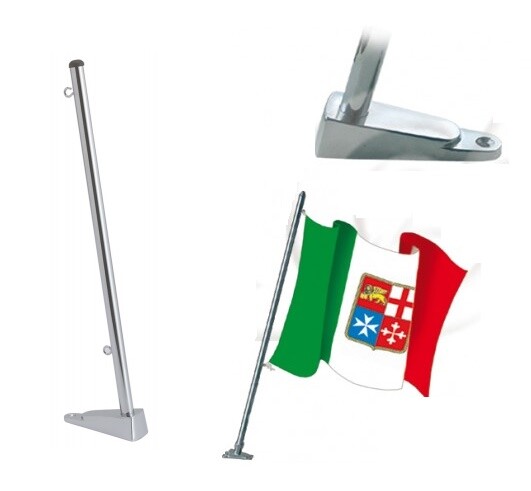 * Asta porta bandiera nautica 40 cm completa di base in ottone cromato per barca