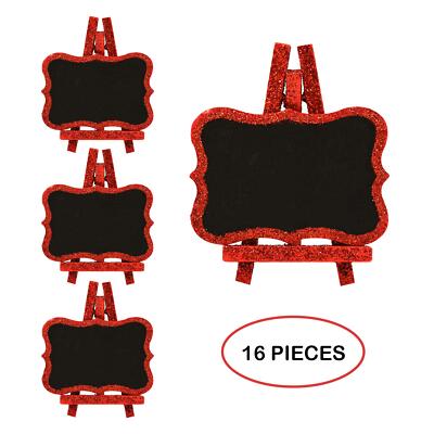 16 Mini Kreidetafel Namensbotschaftstafeln Weihnachten Hochzeit Party Glitzer rot