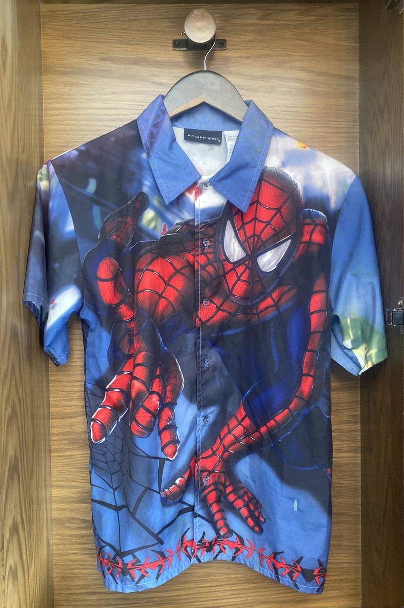 Vintage 2002 Spider-Man All Over Print Button Up Promo Shirt
