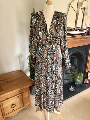 Zara Satin Paisley Printed Long Sleeve 