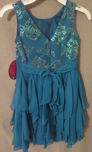 Emily West Girls Sequin Rose Ruffled Dress Turquoise Asst. Sizes Brand New w/Tag - Picture 22 of 32