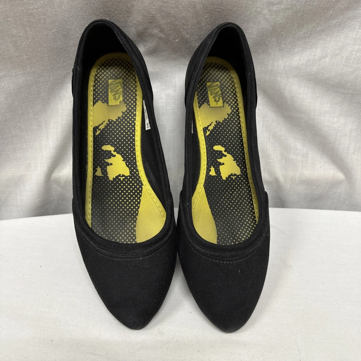 Vans Ballet Flat Shoes Slip On Women VN0F7YBLK black Size 8.5