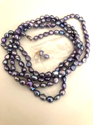 HONORA multi colored  FWP Necklace 925 sterling necklace earrings  set