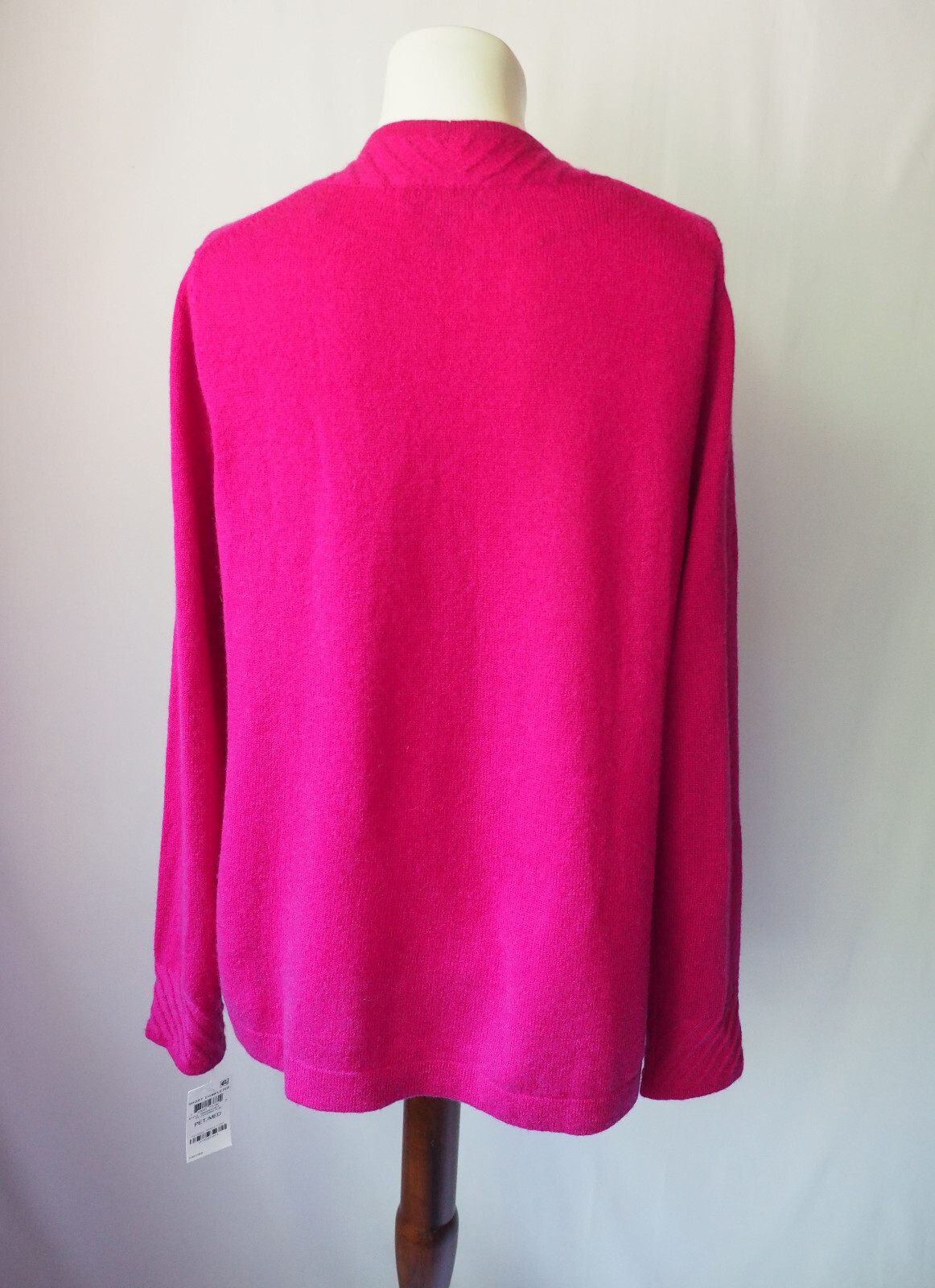 Charter Club Luxury 100% Cashmere Short Completer Sweater Open Front Fuchsia PM