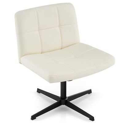 Modern Criss Cross PU Leather Upholstered Armless Desk Chair No
