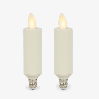 Luminara Set of 2 Pearl Ivory Flameless Candle E12 Taper Bulbs Flat Top - 1'' ...