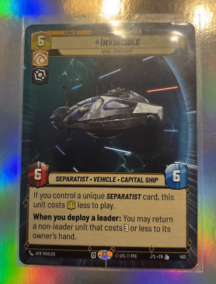 Star Wars Unlimited Jump to Lightspeed  Invincible #453   Legendary HyperFoil