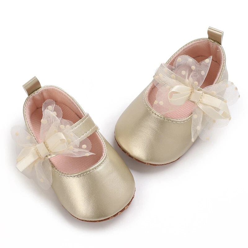 Infant Baby Girls Soft Sole Bowknot Princess Wedding Dress Mary Jane Flats - Image 4 of 4