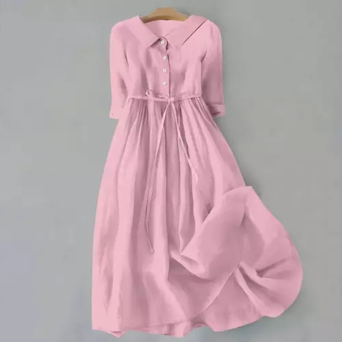 ¡Vestidos largos informales para mujer con botones de lino de algodón vestido caftán talla grande! - Imagen 10 de 35
