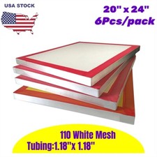 6Pcs 20 x 24" Aluminum Screen Printing Screens with 110 White Mesh Count USA
