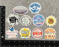 Lot of 10 Assorted Positive Affirmation Stickers Smile Happy Love Fitness