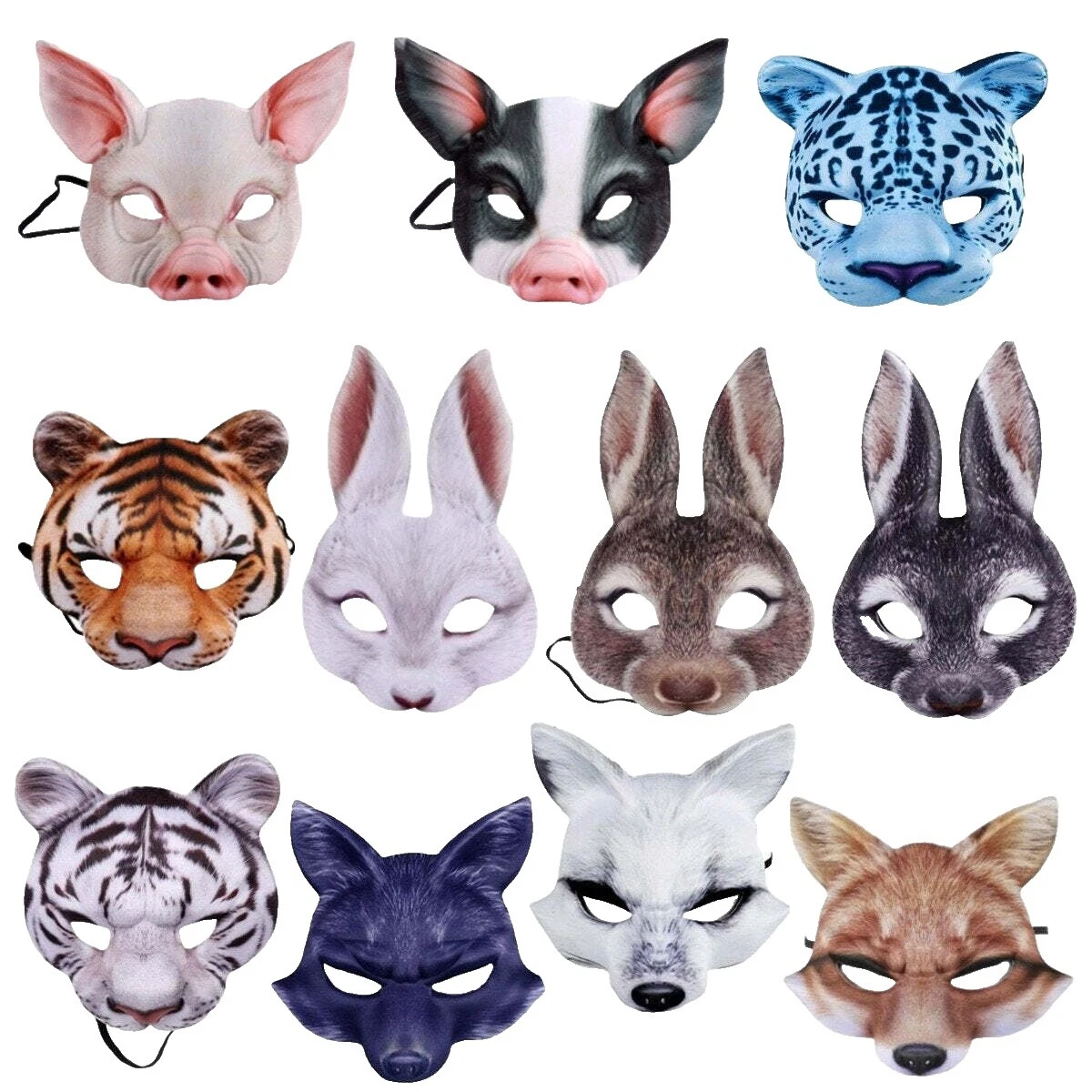 Plastic Animal Costume Masks & Eye Masks