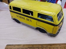 Vintage Tin Friction KTS yellow Schoolbus Made In Japan Old Antique Tin Toy Lot