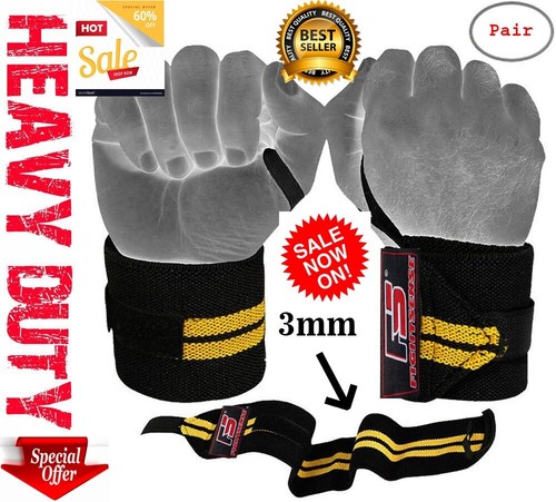 Wrist Wraps LIFTING STRAPS for POWER LIFTING Support CROSSFIT Gym WEIGHT LIFTING - Picture 36 of 144