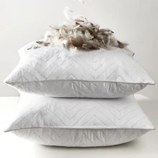Goose Feathers Throw Pillow Inserts Set of 2 18x18 Luxurious Corrugated Quilt...