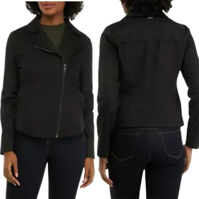 Cupio Office Faux Suede Moto Blazer Jacket XL Black NWT Work Classic Officewear