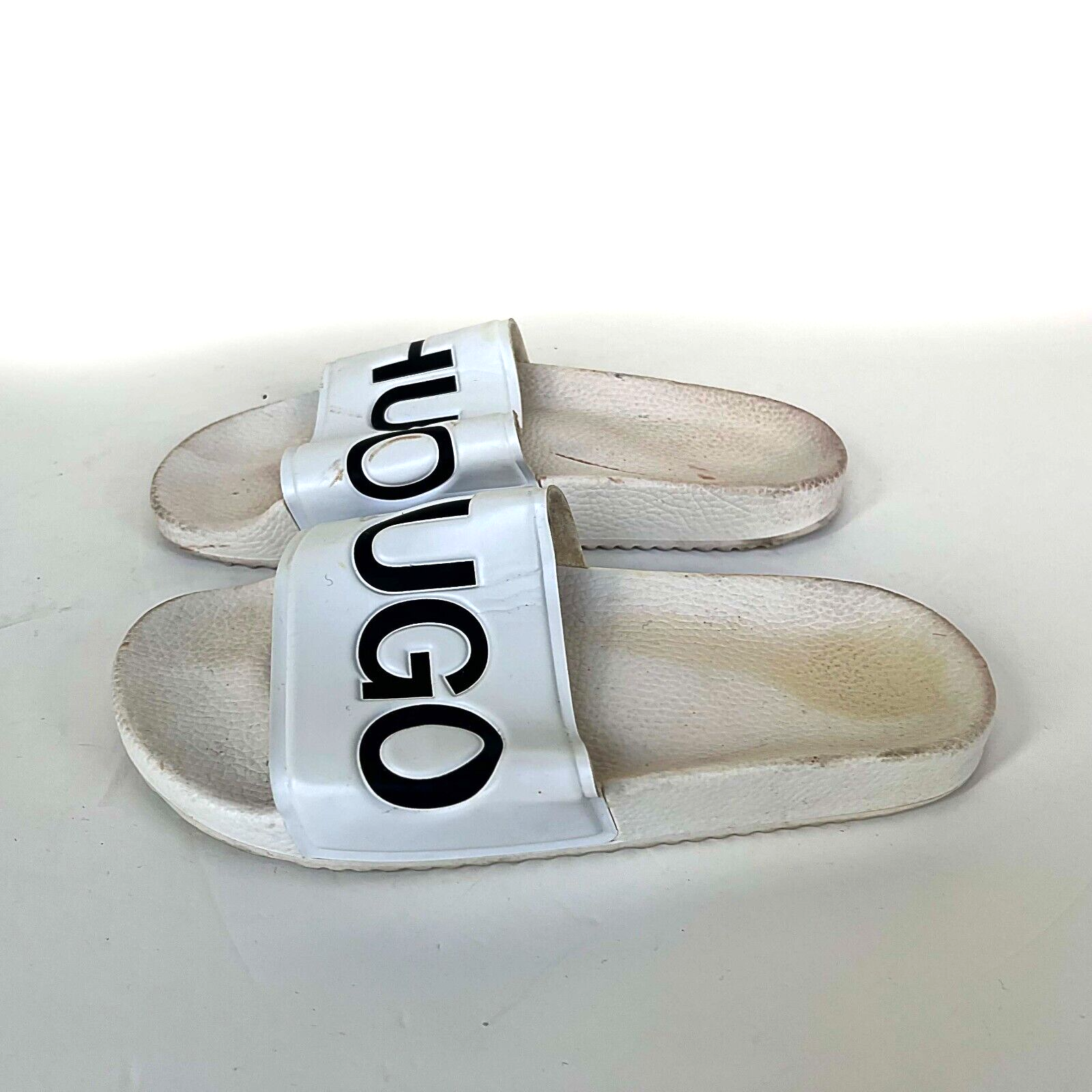 Womens Hugo Boss Sliders Slippers White Big Logo US7/38EU/24cm | eBay