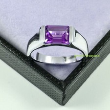 Naturale Ametista Gemma Con 925 Anello Argento Sterling per Uomo #J589