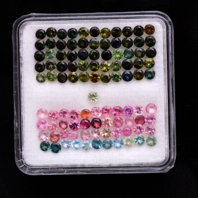VVS 100 Pcs Natural Tourmaline 2.65mm Round Cut Dazzling Unheated Gemstones Lot