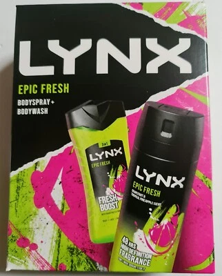 Lynx Epic Fresh Gift Set Men-Boys & Teens Full Size Bodyspray150+BodyWash 225ml