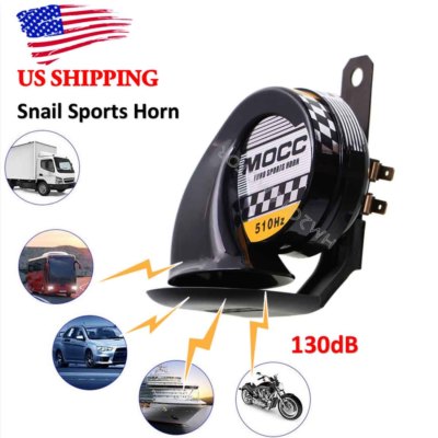 New Car Motorcycle ATV Super Loud Tone Snail Horn Kit 12V Black Universal